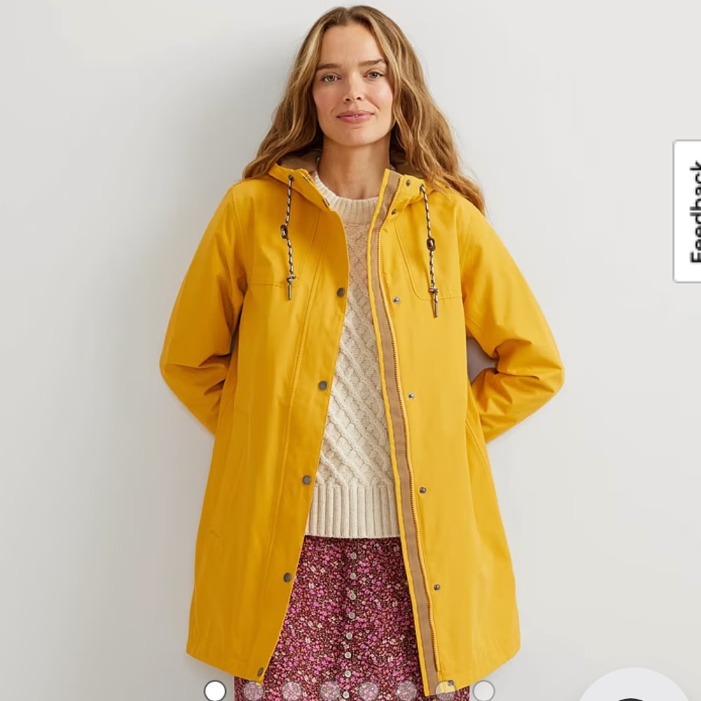 Eddie Bauer Charley Yellow Hooded Rain Parka Medium
